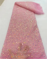 Heavy silver Sequins Lace Fabric With Bead Sequins