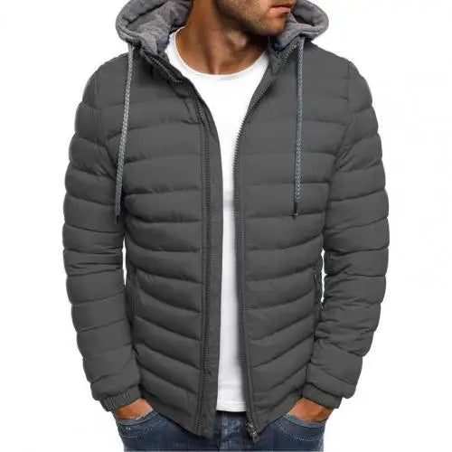 New Oversize Men Detachable Hat Padded Hooded Cardigan