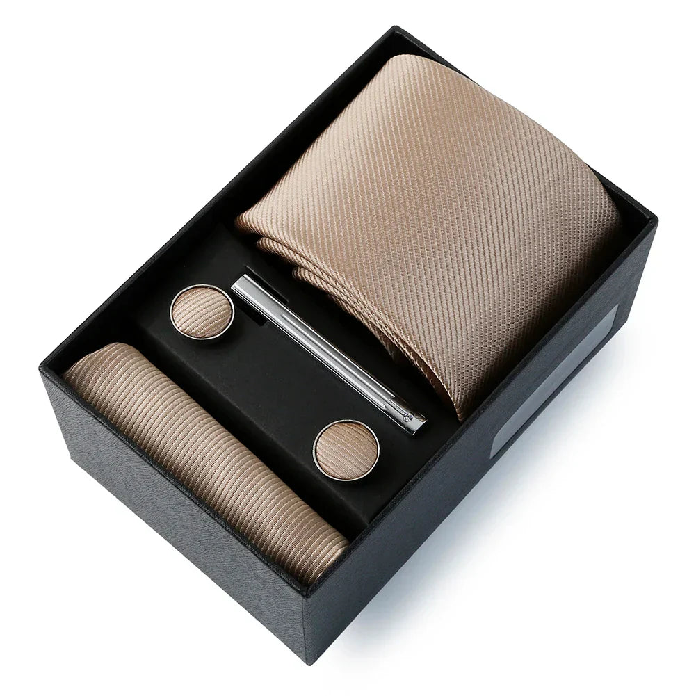 Top Quality Classic Business Ties Hanky Cufflink Clips