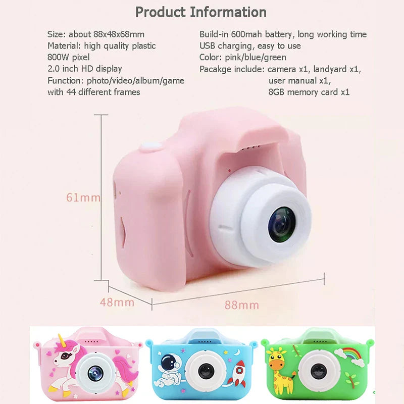 Kids digital camera cartoon multi-functions silicon case Micro