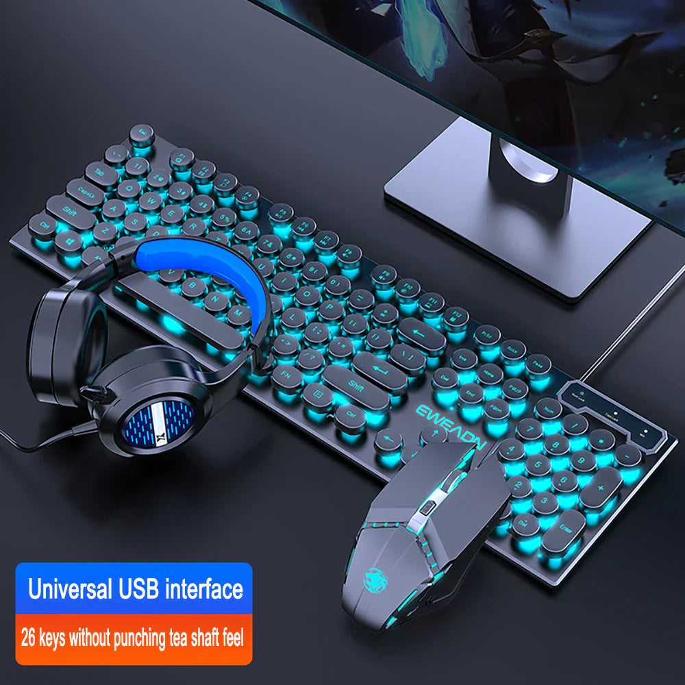 Three-piece Set Punk Gaming Keyboard and Mouse Earphone