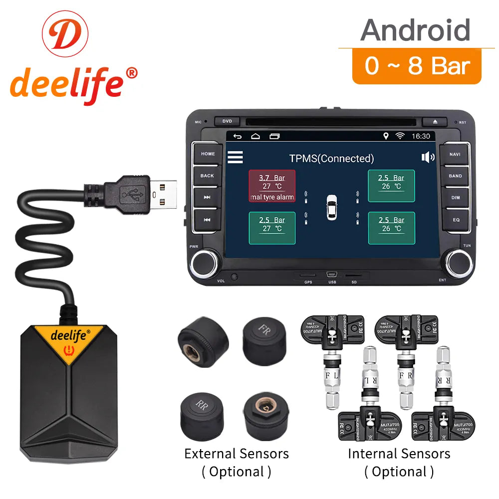 Deelife TPMS Android Tire Pressure Monitoring System Spare