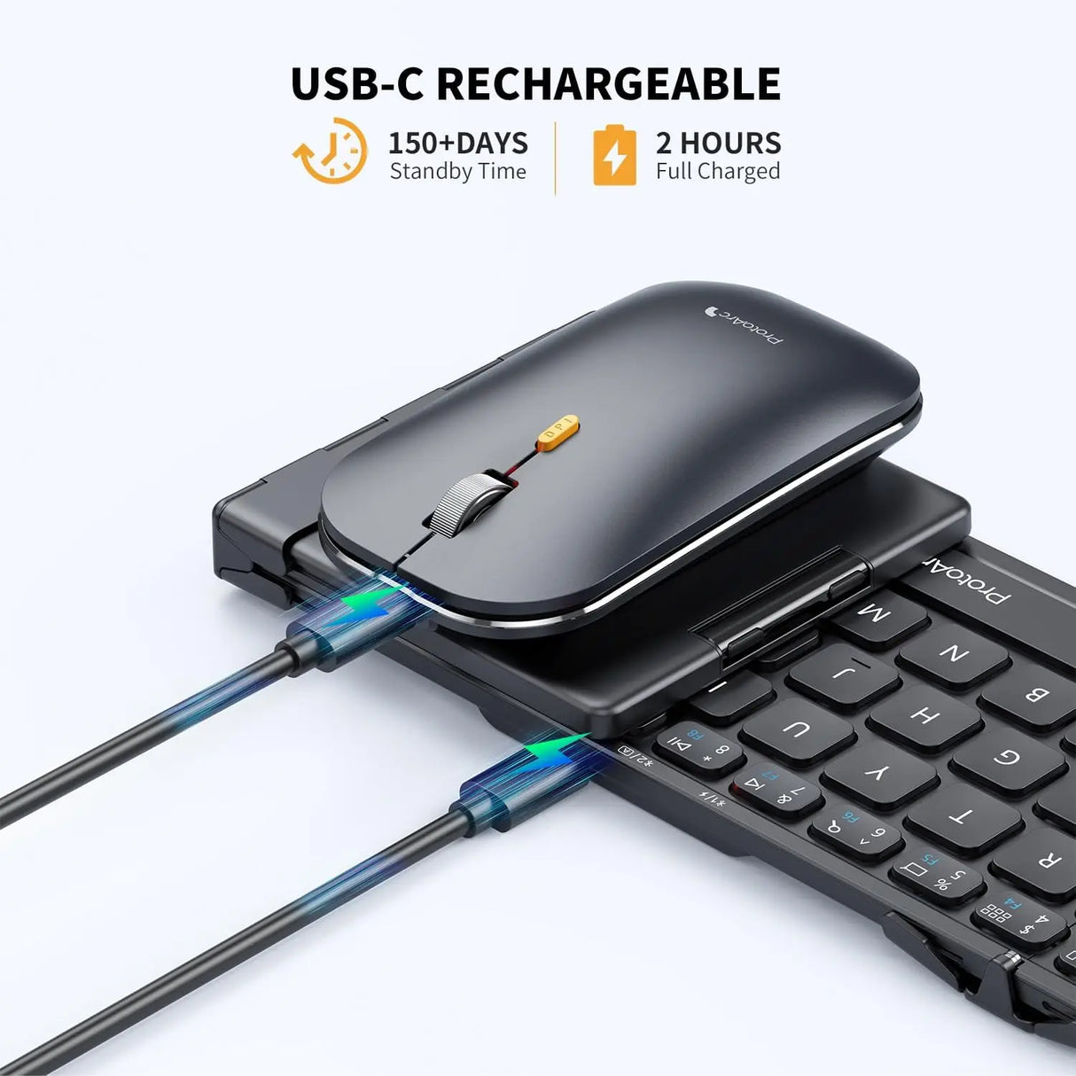 ProtoArc XKM01 Folding Keyboard Mouse Set Portable Bluetooth