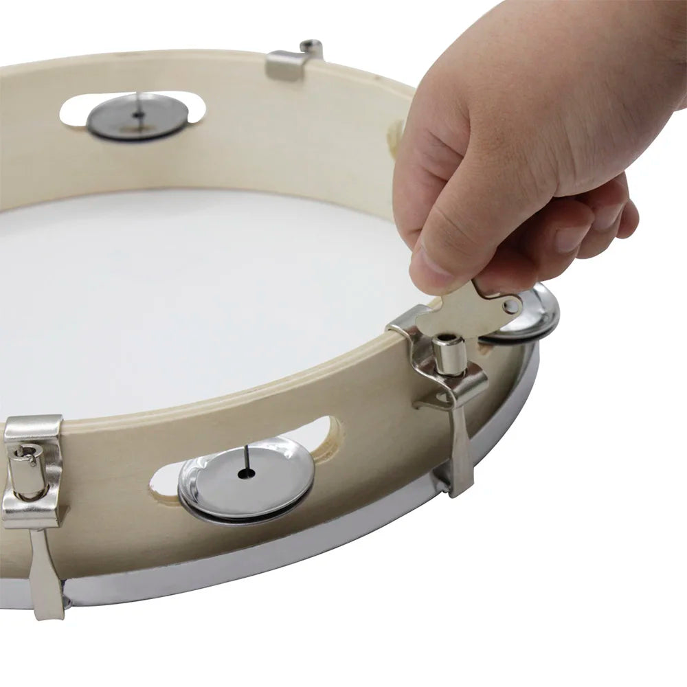 10 Inches Tambourine Adjustable Solid Wooden Panel Hand