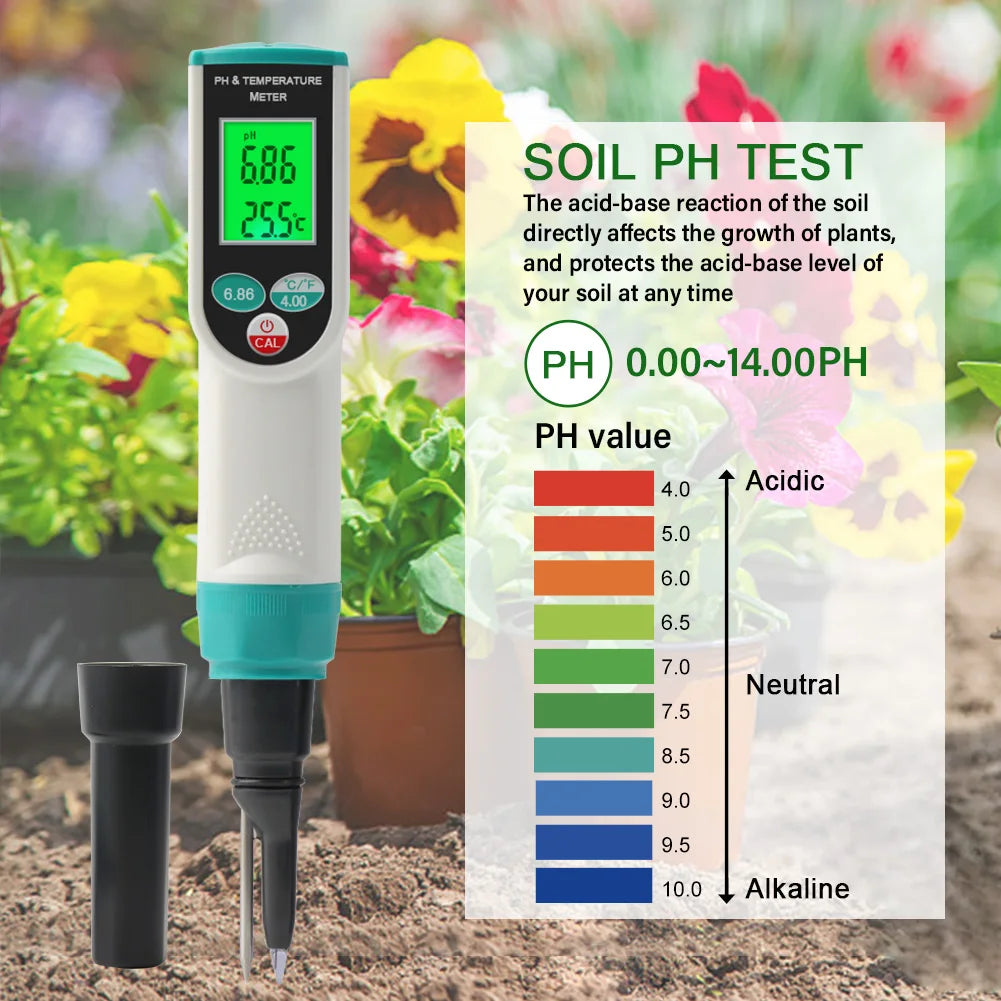 High Accuracy Soil PH Meter 0.00~14.00pH Digital Temp