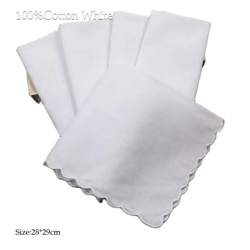 5Pcs/lot Solid lace cotton Lady Handkerchiefs Women girl