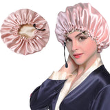 Ladies Satin Nightcap Solid Color Simple Drawstring Adjustable