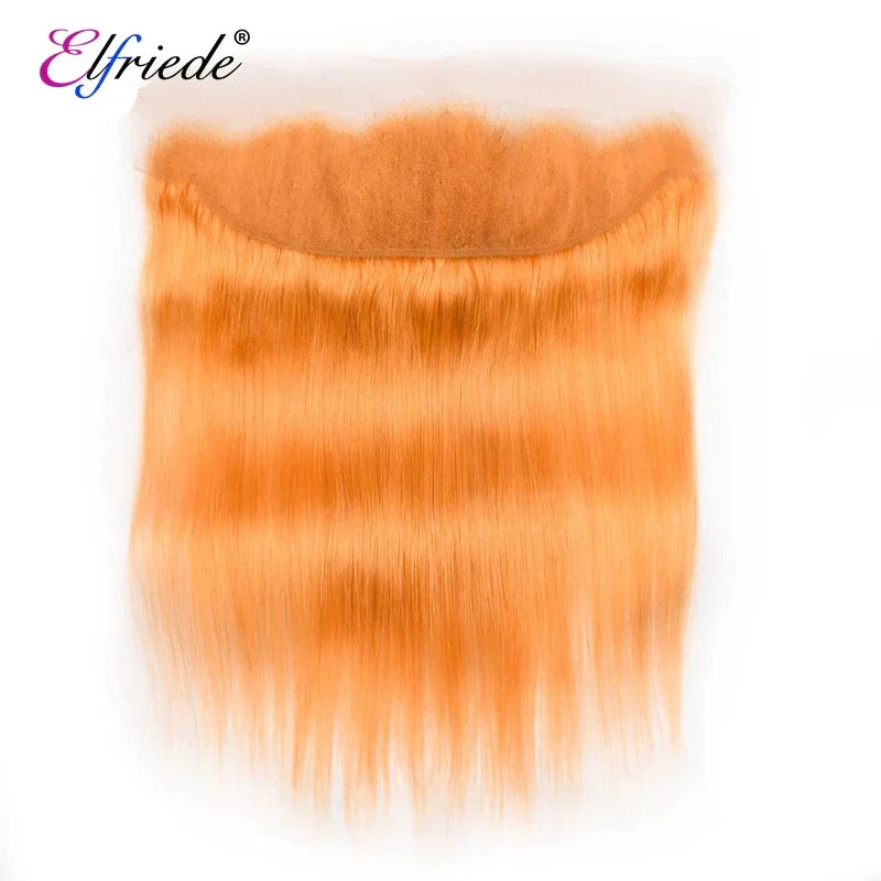 Elfriede #Orange Straight Colored Hair Bundles with Frontal