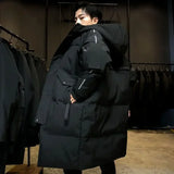 Men's Parkas Hooded New Over-the-knee Overcoat Thickened Mid-length