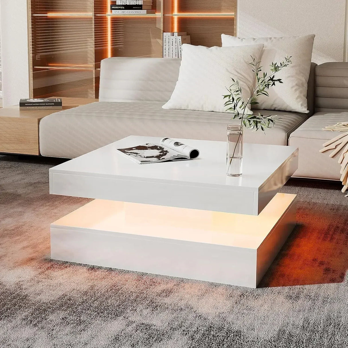 Black LED Coffee Table for Living Room Restaurant