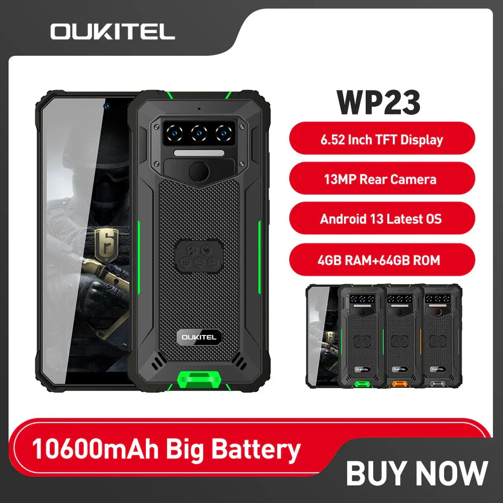 Oukitel WP23 Rugged Mobile Phones 6.52 Inch HD