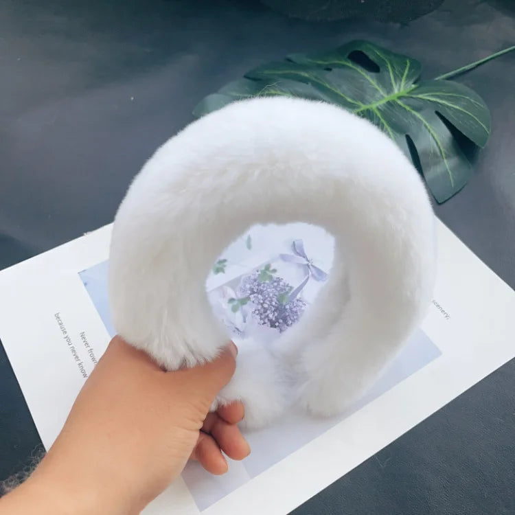 Real Rex Rabbit Hair Headband Fur Hairpin Korean