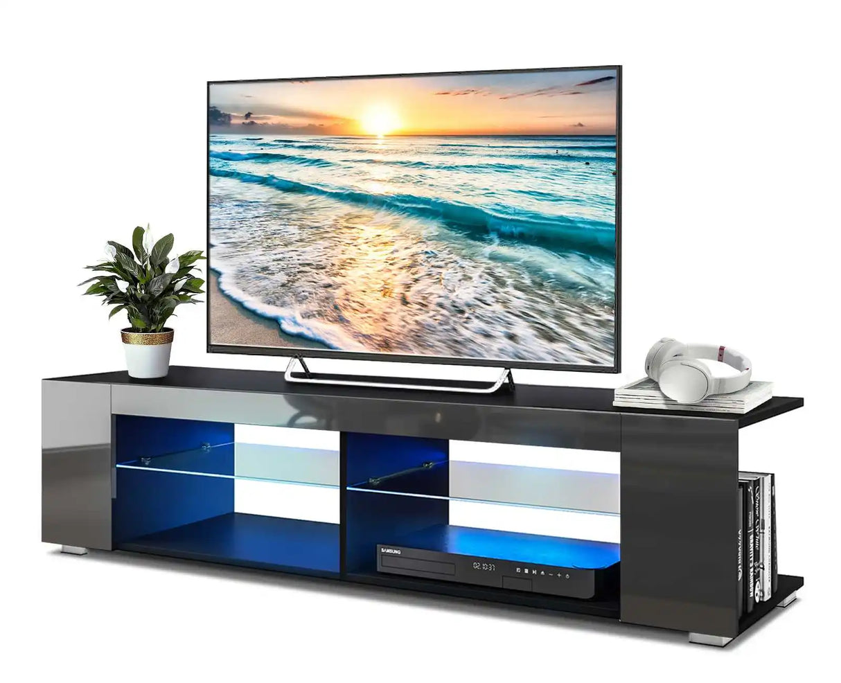 High Gloss Modern TV Stand Bookshelves With LED