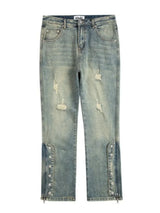Streetwear Mens Blue Washed Jean Relaxed Fit Side