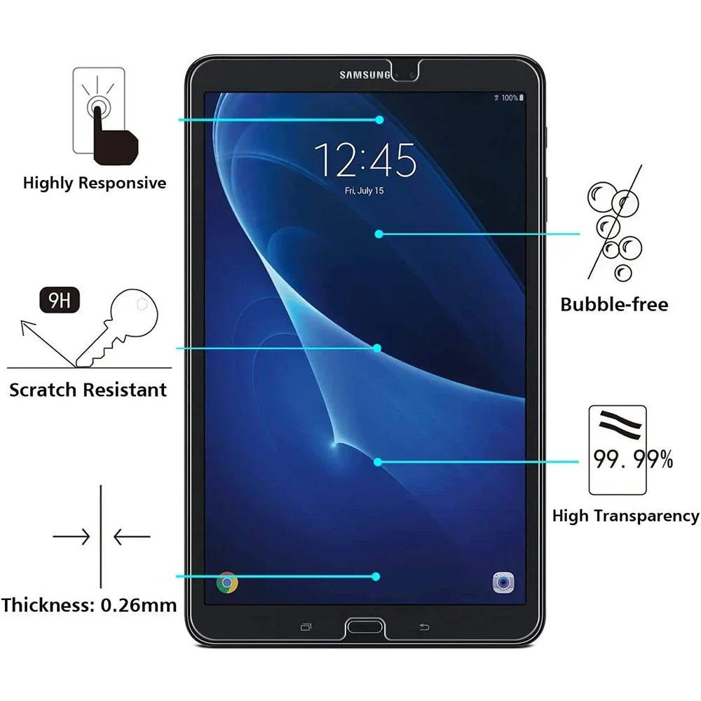 3Pcs 9H Tablet Tempered Glass For SM-T580 Screen