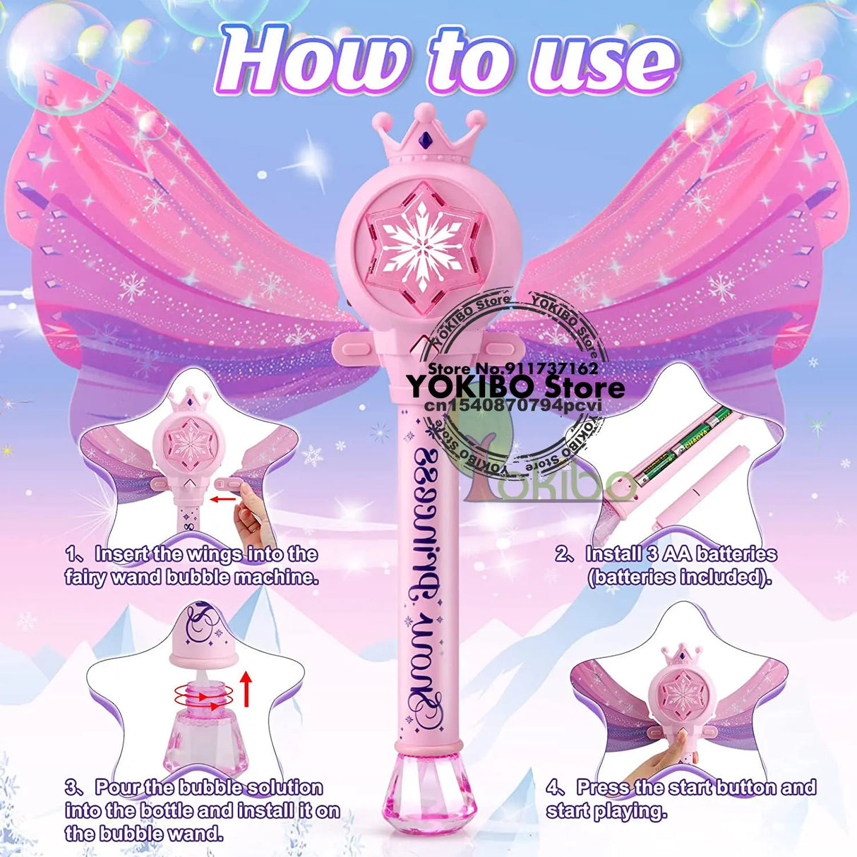 Bubble Wands for Kids Girls Light Up LED