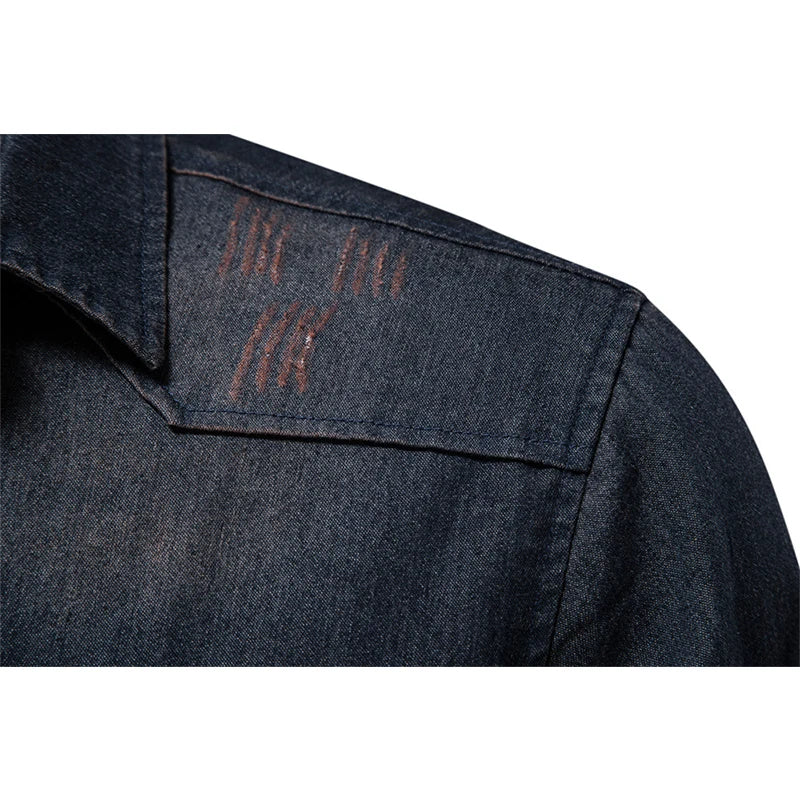 Men's Denim Shirt High Quality Cotton Elastic Spring