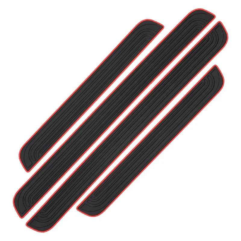 4pcs Rubber Car Door Sill Scuff Covers Black