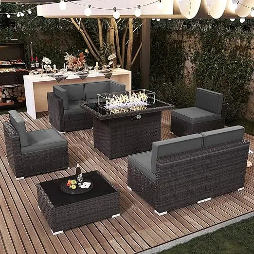 7/8 Pieces Outdoor Patio Furniture Set with Fire