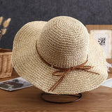 Beach Straw Women Foldable Bucket Simple Solid Color