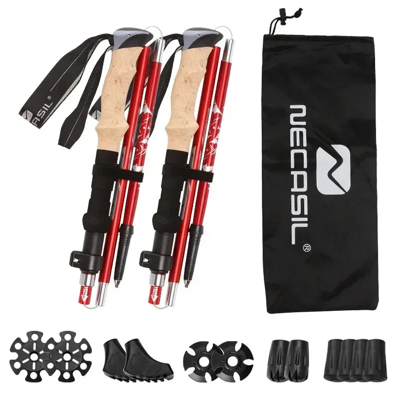 32-125cm 5 Sections Trekking Poles Ultralight Aluminum Alloy