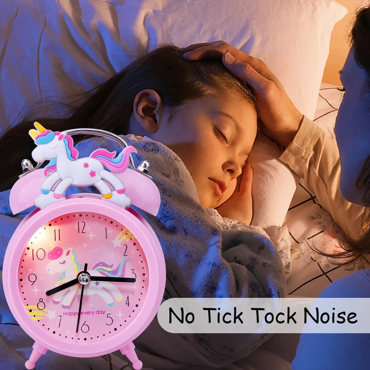 Pink Unicorn Children's Alarm Clock Cartoon Desktop for