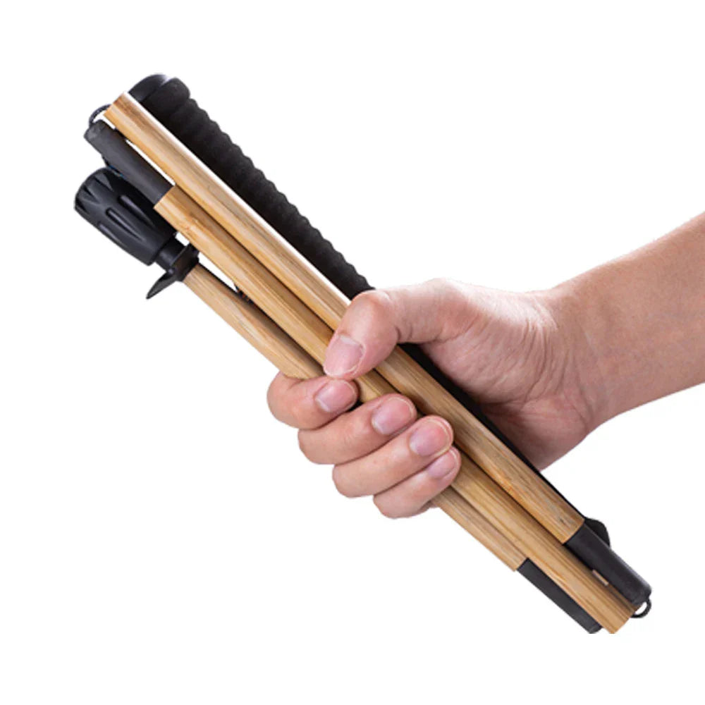 Bamboo Trekking Poles Carbon Fiber Hiking Sticks Portable