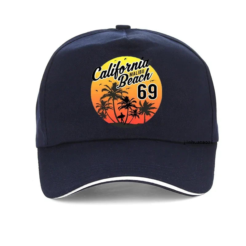 Vintage California Malibu Beach Sunhat Fashion Beach Cartoon