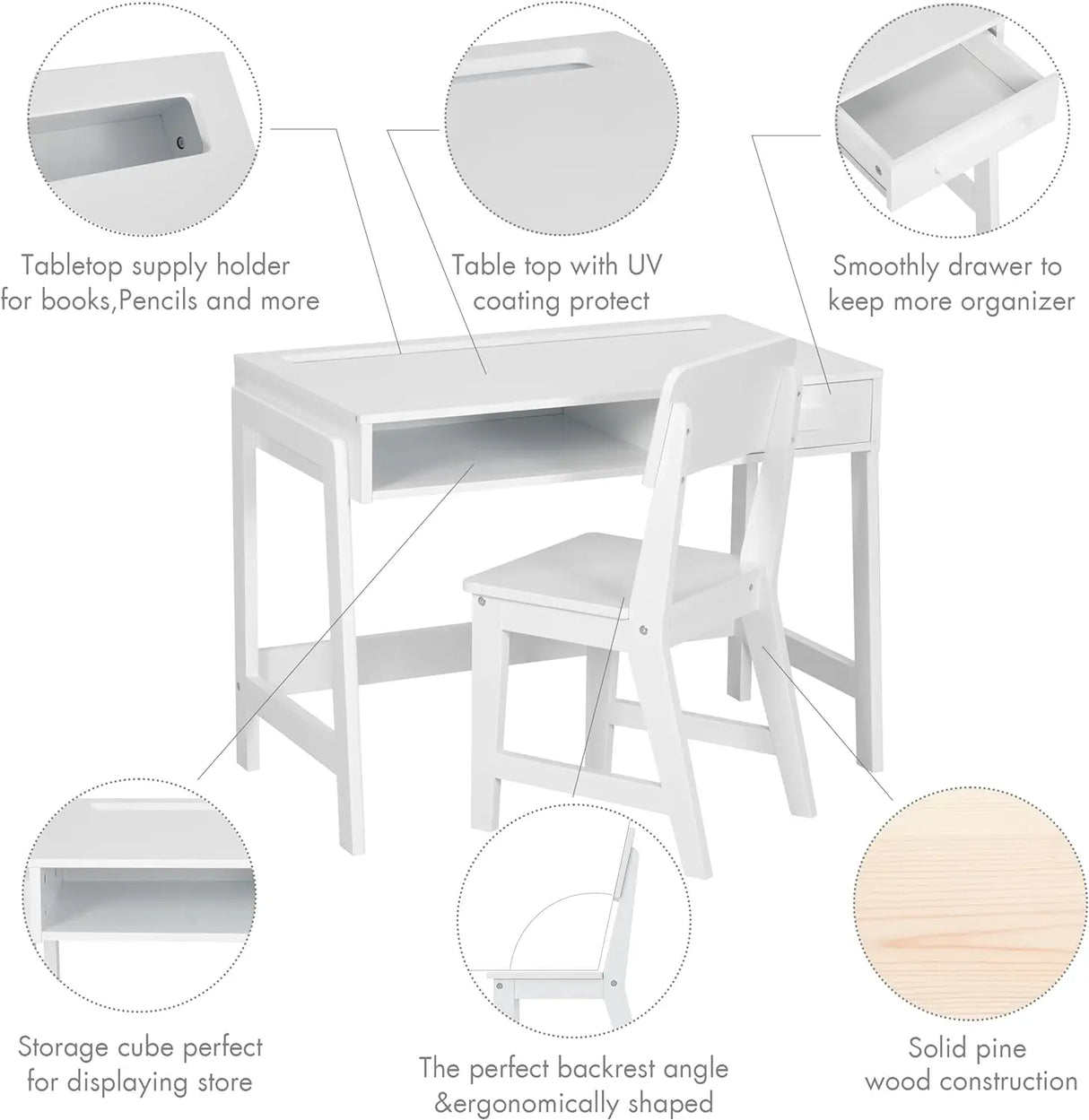 Kids Desk and Chair Set, Study Desk