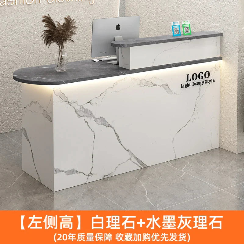 White Stylish Reception Desks Corner Light Bar Office