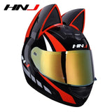 Motorcycle Full Face Helmet Cat Ear Helmet Women Moto Ear Helmets Personality Motorbike Helmet Motocross Capacete Casque