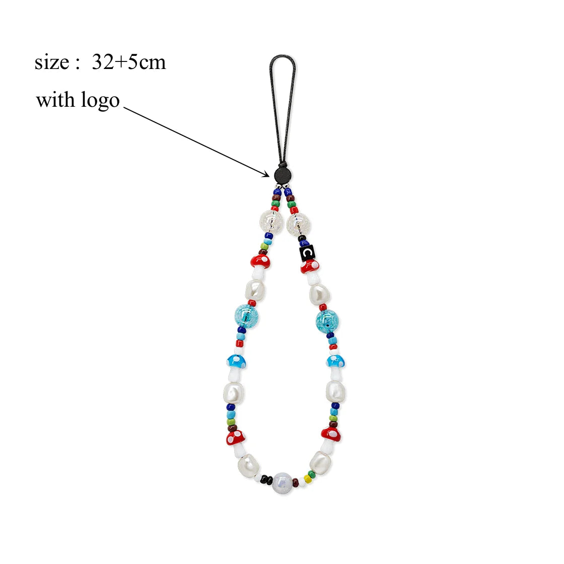 Colorful Mushrooms Phone Chain Strap Phone Charm Beads