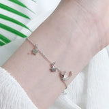 ANENJERY Zircon Moon Star Pendant Chain Bracelets for