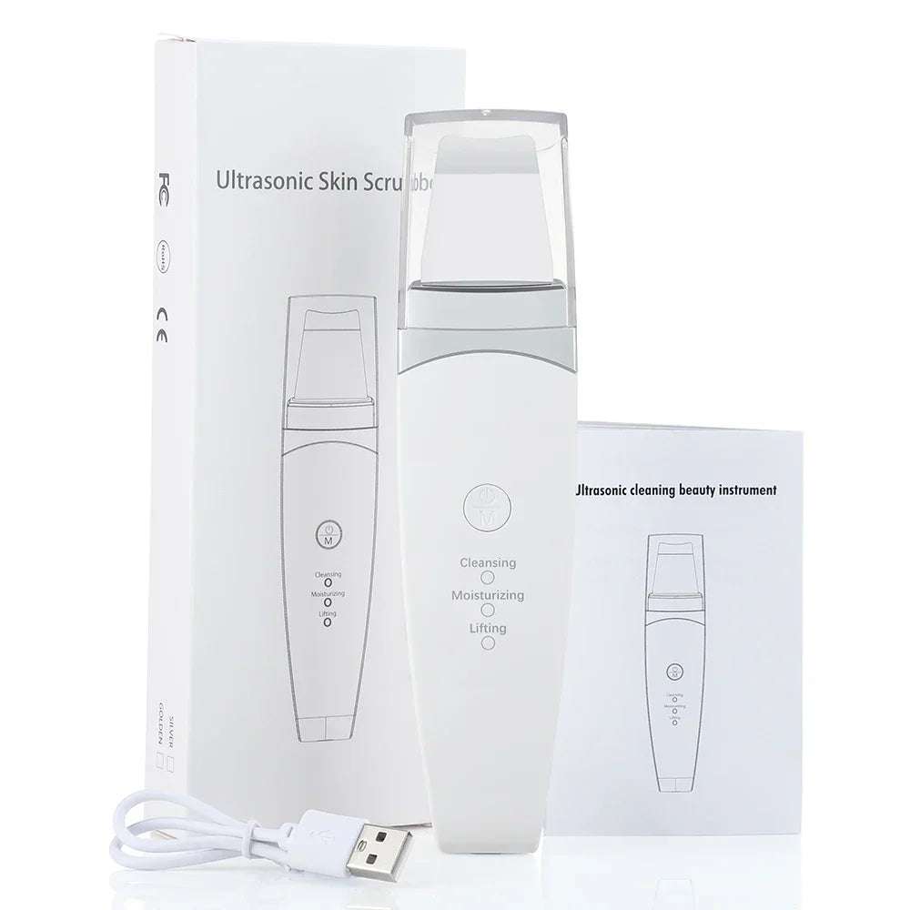 Ultrasonic Skin Scrubber Face Vibration Spatula Blackhead Remover