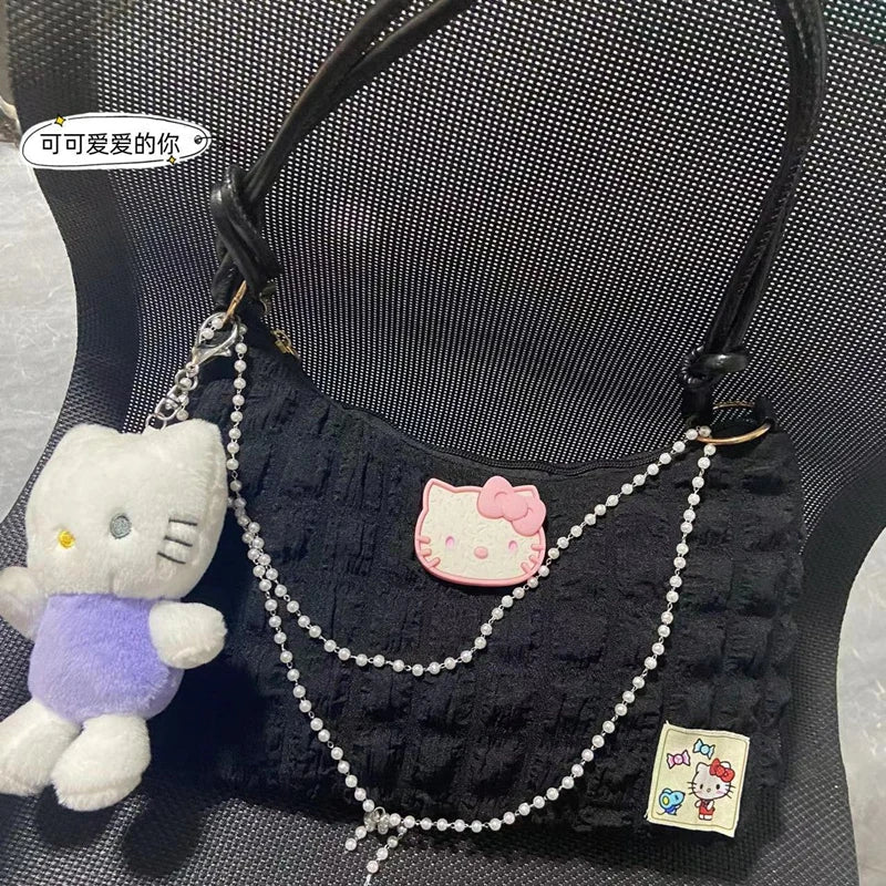 Sanrio Hello Kitty Contrast Color Shoulder Bag Pearl