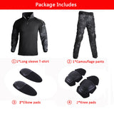 Mens Tactical Suit with Pads Combat Shirtpants Military