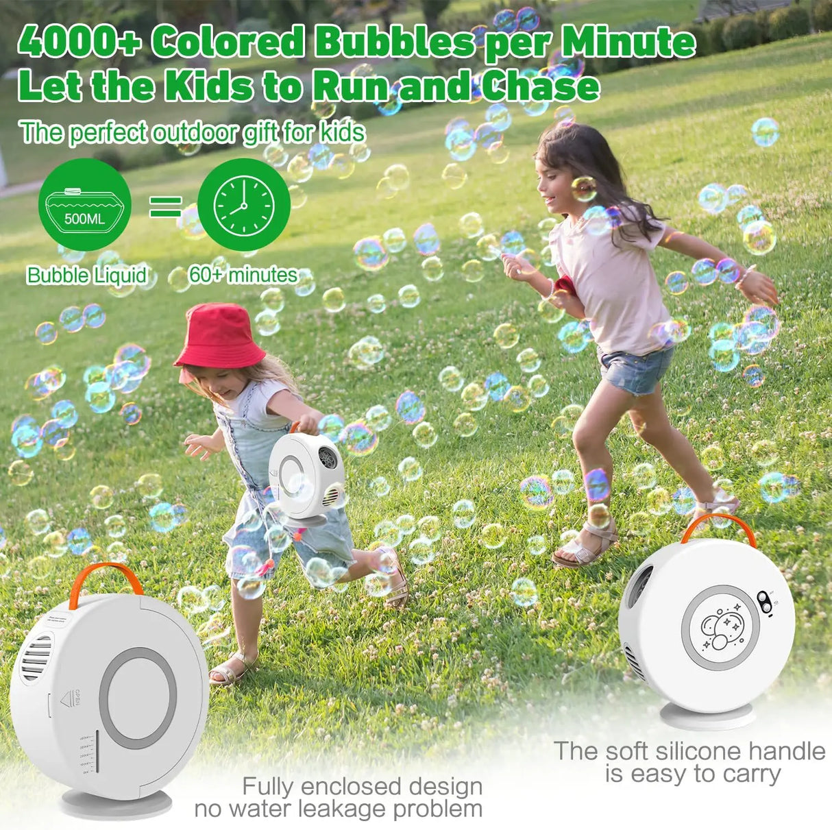 Bubble Machine Toy For Kids Automatic Bubble Blower Rechargeable 360° Rotatable Electric Portable Outdoor Wedding Party Gift