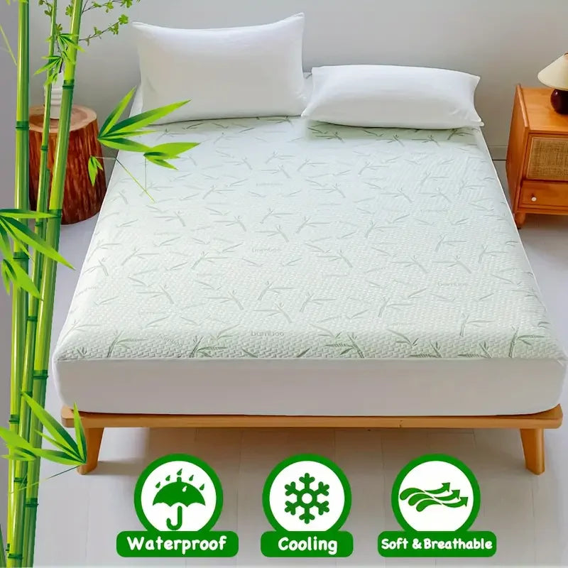 1pc Waterproof Bamboo Mattress Cover (Without Pillowcase), Cooling