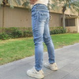 European And American Fold Zipper Motorcycle Snowflake Jeans