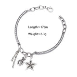 ANENJER Silver Color Star Ball Heart Pendant Bracelet