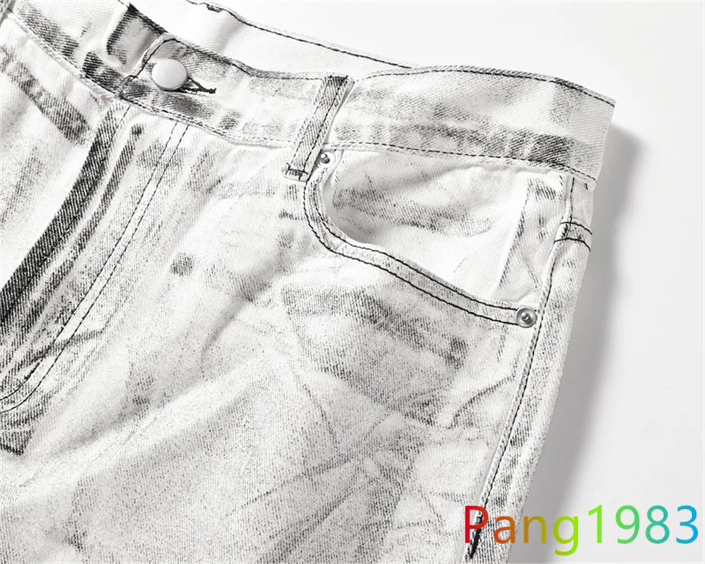 Brushed Wax Jeans Women Men High Quality Loose