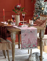 Christmas Gnome Snow Scenery Linen Table Runners Dresser