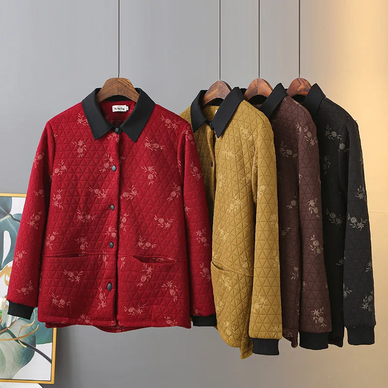 Womens Plus Size Autumn Winter Quilted Jacket Casual
