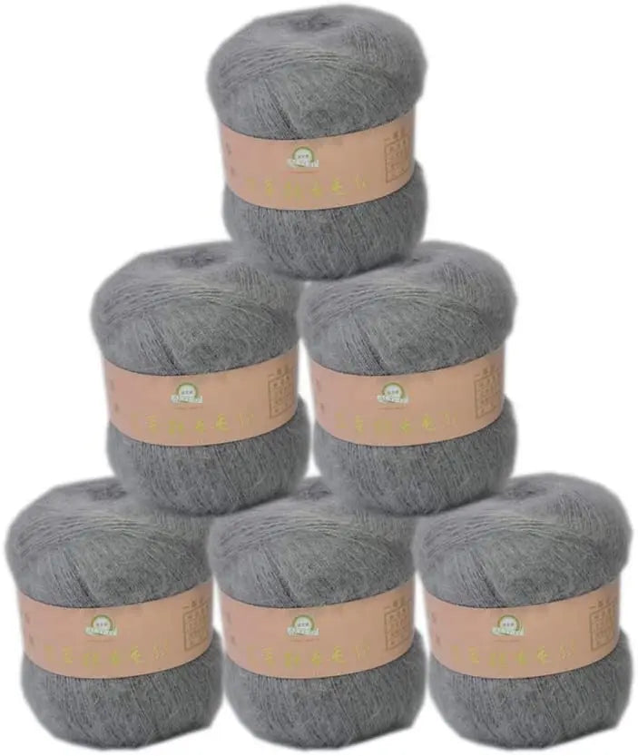 6 Balls Angora Mohair Wool Yarn for Knitting