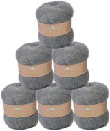 6 Balls Angora Mohair Wool Yarn for Knitting