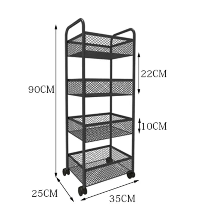 Food Trailer Trolley Rolling Cart Organizer Metal Vegetable