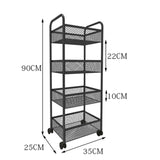 Food Trailer Trolley Rolling Cart Organizer Metal Vegetable
