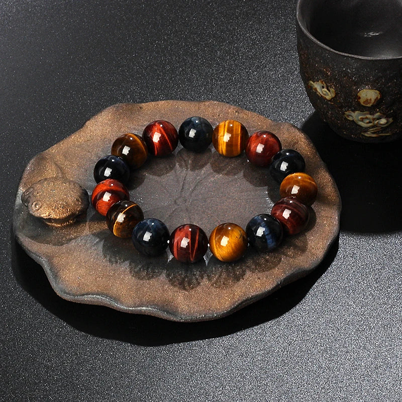 Original Lightning 6-16mm colorful Tiger Eyes Beads Bracelet