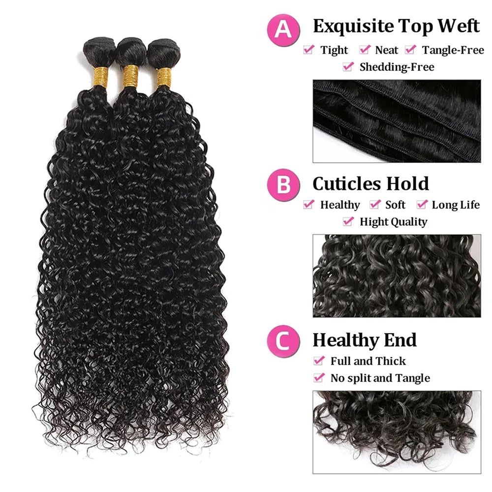 YIJIMEI Water Wave Bundles Human Hair 12-28 Inch