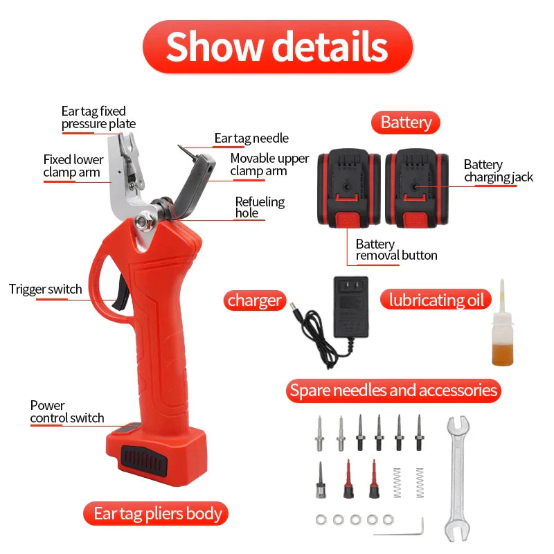 1Set Electric Ear Tag Plier Animal Control Device